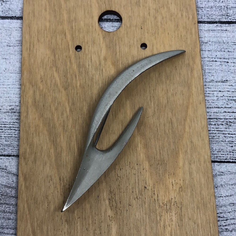 Vintage handcrafted modernist abstract brooch statement style.